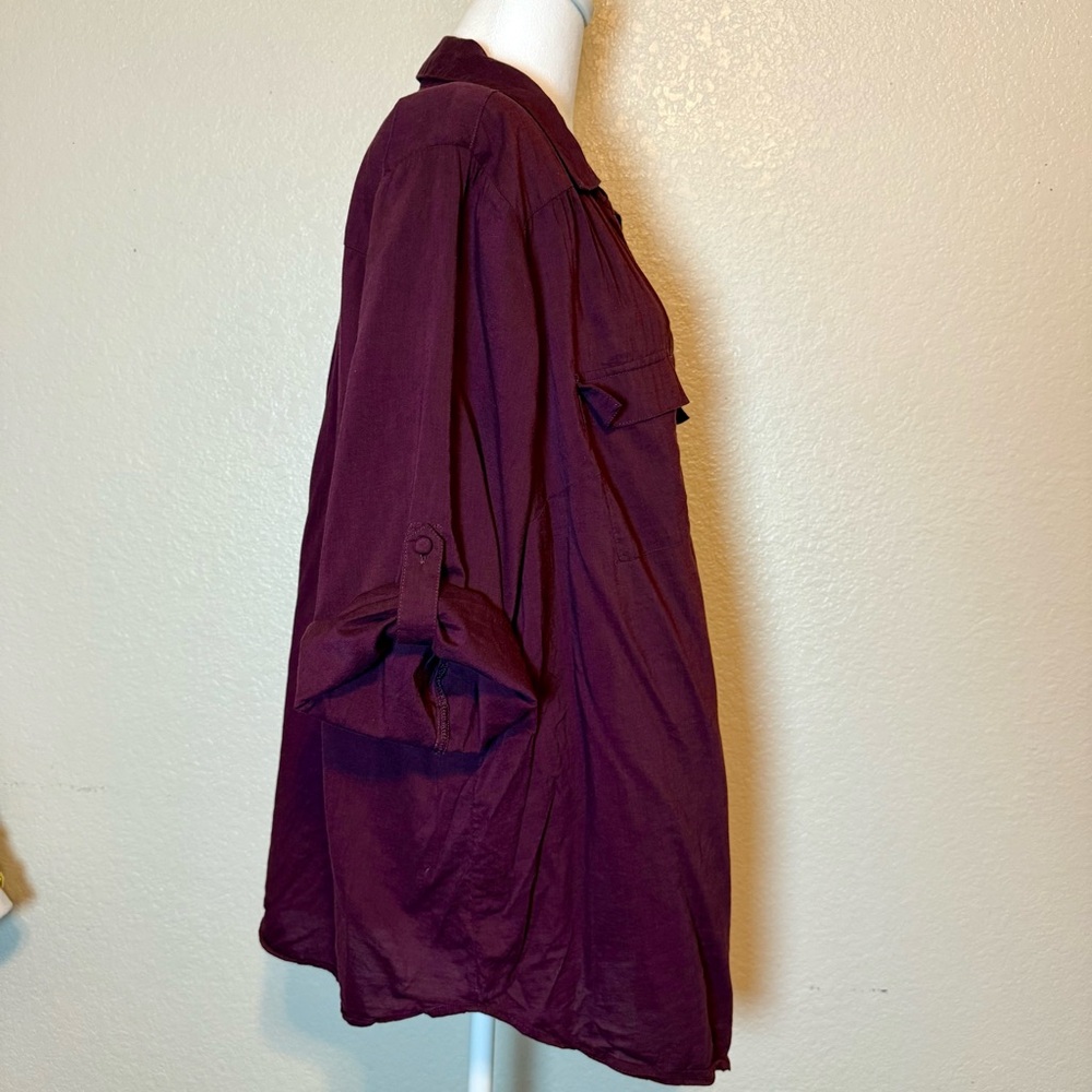 Torrid Cotton Blend Split Neck Button Up Blouse G… - image 10